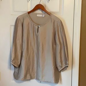 Chico’s Women’s Gold Metallic 3/4 Sleeves Top Size 2 (Medium 12)
